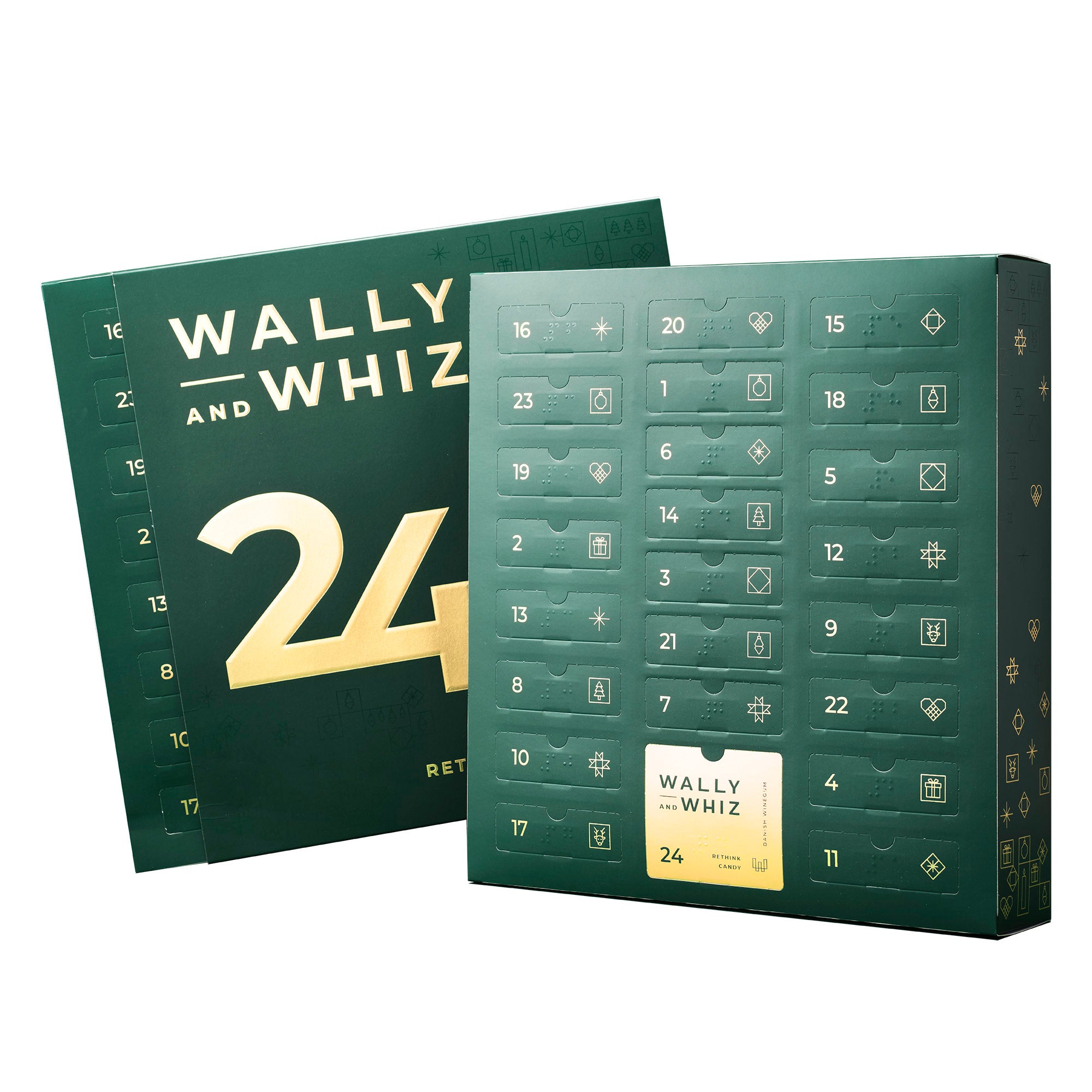 Grüner Adventskalender - 23 Beutelchen mit leckerem Fruchtgummi und 1 Dose, 393g