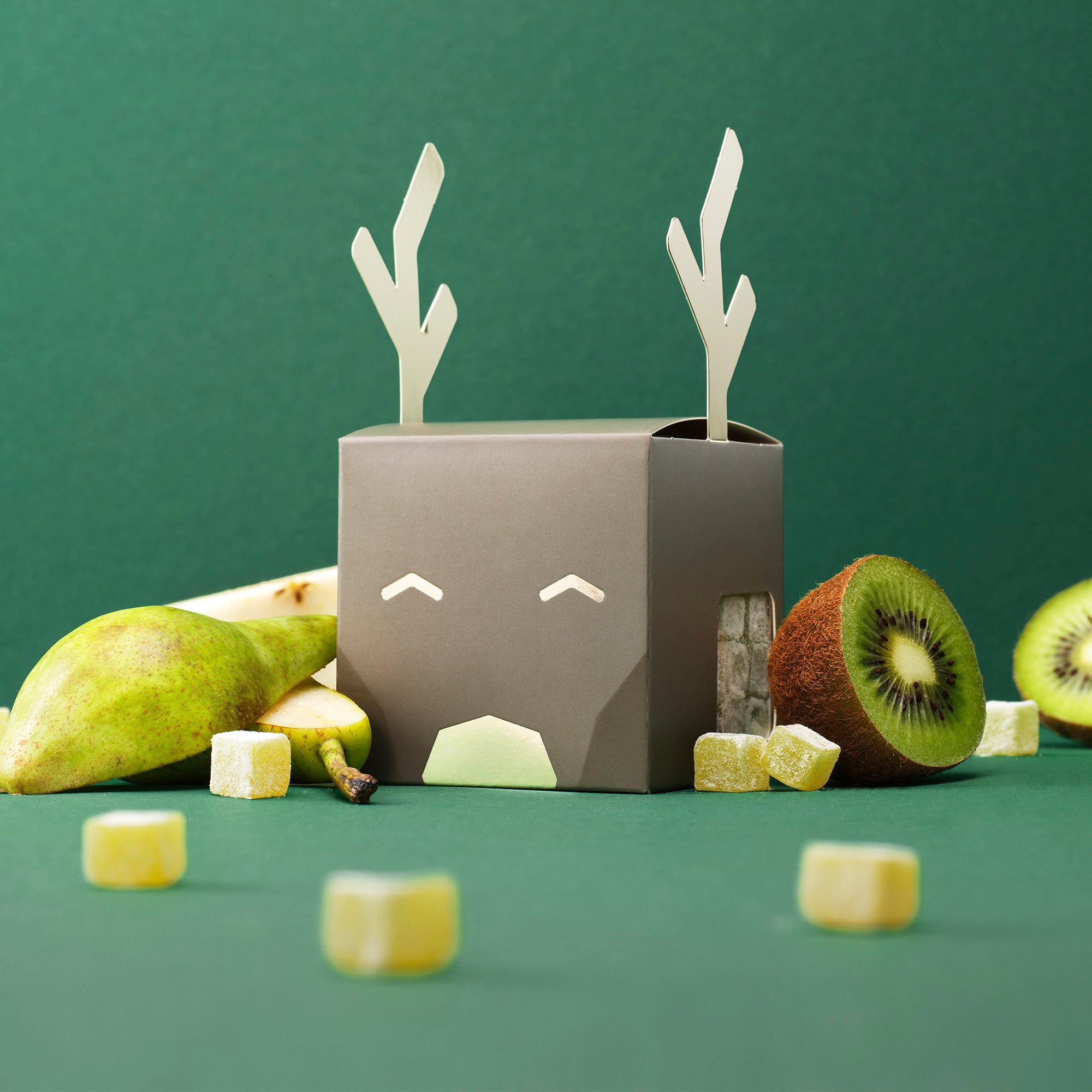 Graues Rentier mit Birne und Kiwi, 140g